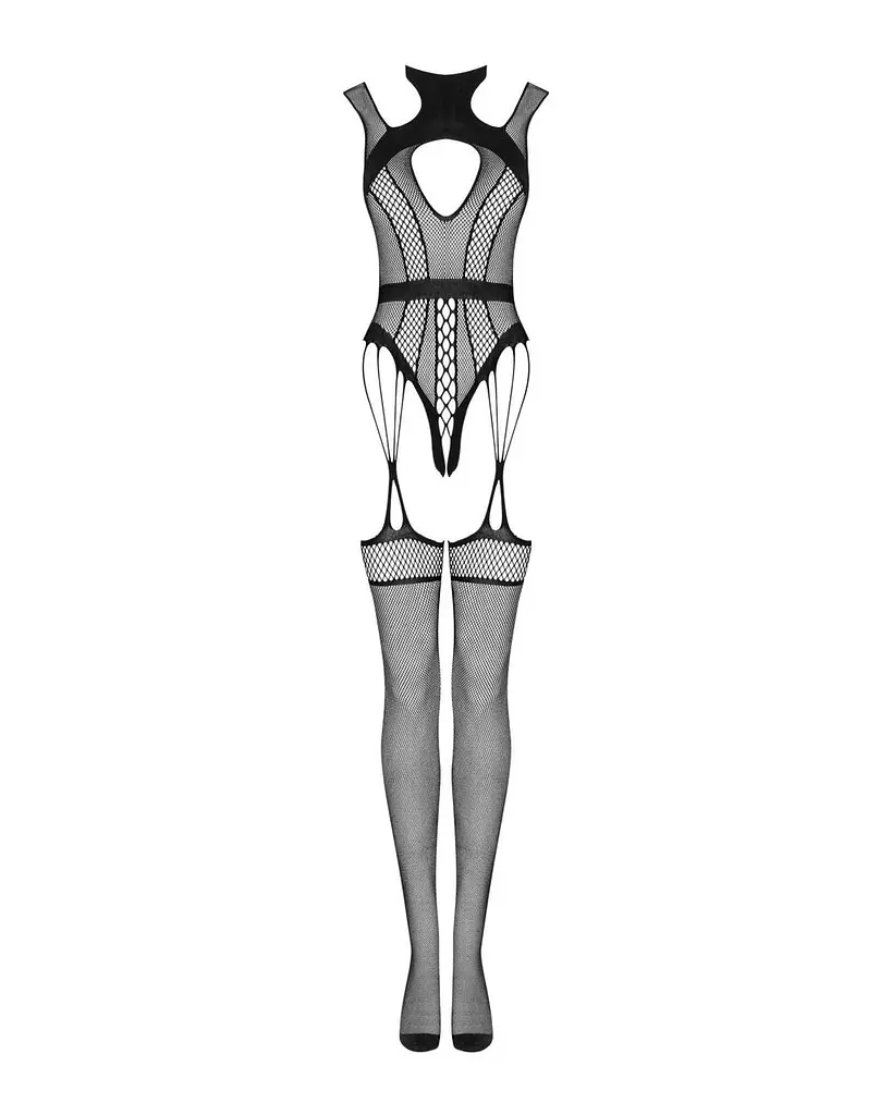 Ажурный бодистокинг с отверстиями Obsessive Bodystocking G327 black черный комбинезон с дос S/M/L - фото 5