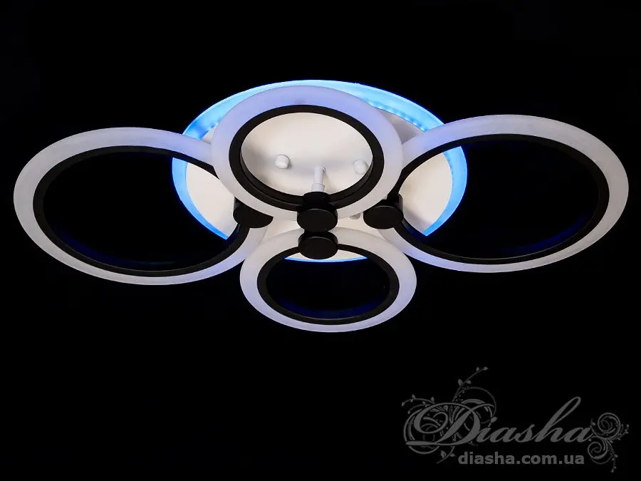 Люстра стельова LED Diasha A8022/4BK, 60W, 3200K-6500K, акрил, чорний метал, сучасний стиль для дому - фото 4