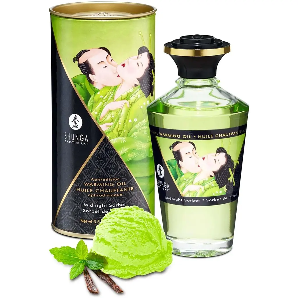 Зігрівальна масажна олія Shunga Aphrodisiac Midnight Sorbet, 100 мл - фото 2