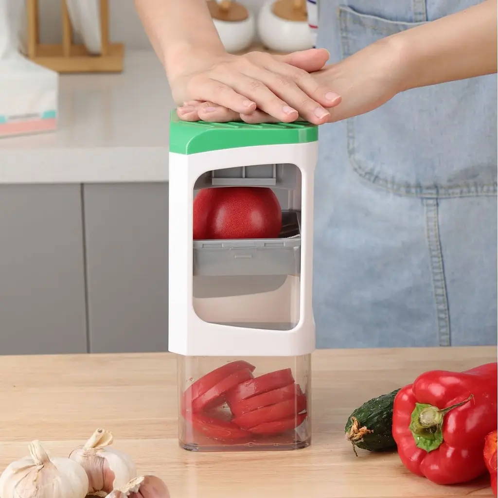 Ручна овочерізка з контейнером Genius Nicer Dicer Кухонний слайсер - терка з насадками 7 в 1 - фото 3