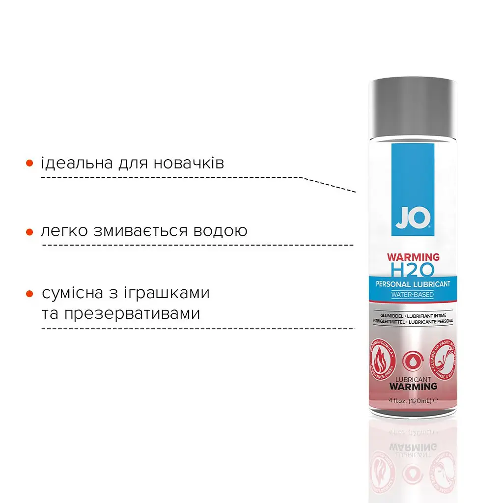 Зігрівальна змазка на водній основі JO H2O WARMING (120 мл) з екстрактом перцевої м’яти - фото 3