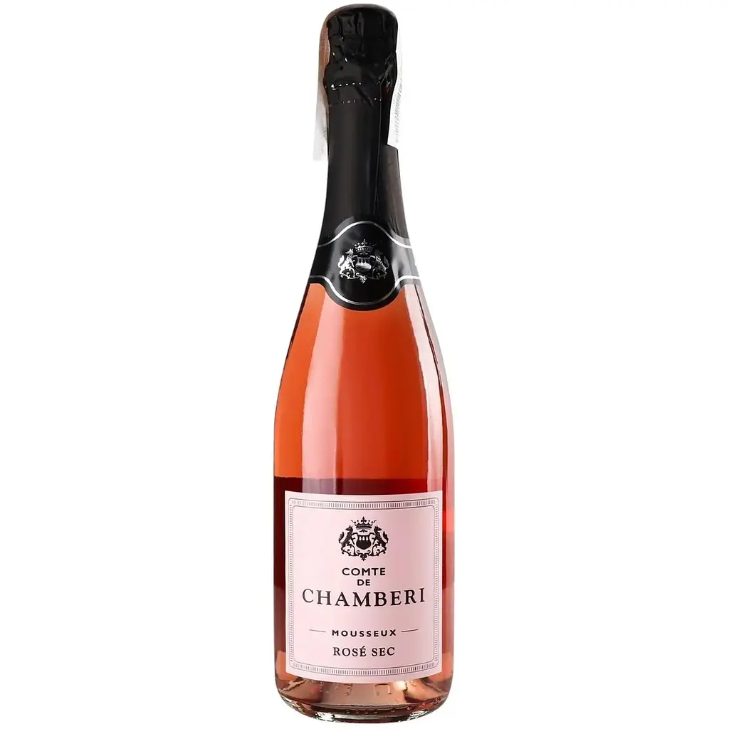 Набір: Вино ігристе Comte de Chamberi Rose рожеве сухе 10.5% 0.75 л + Десерт Bonjour classic 232 г - фото 2