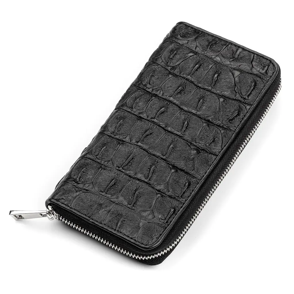Гаманець-клатч з натуральної шкіри крокодила чорний CROCODILE LEATHER 18012 - фото 9