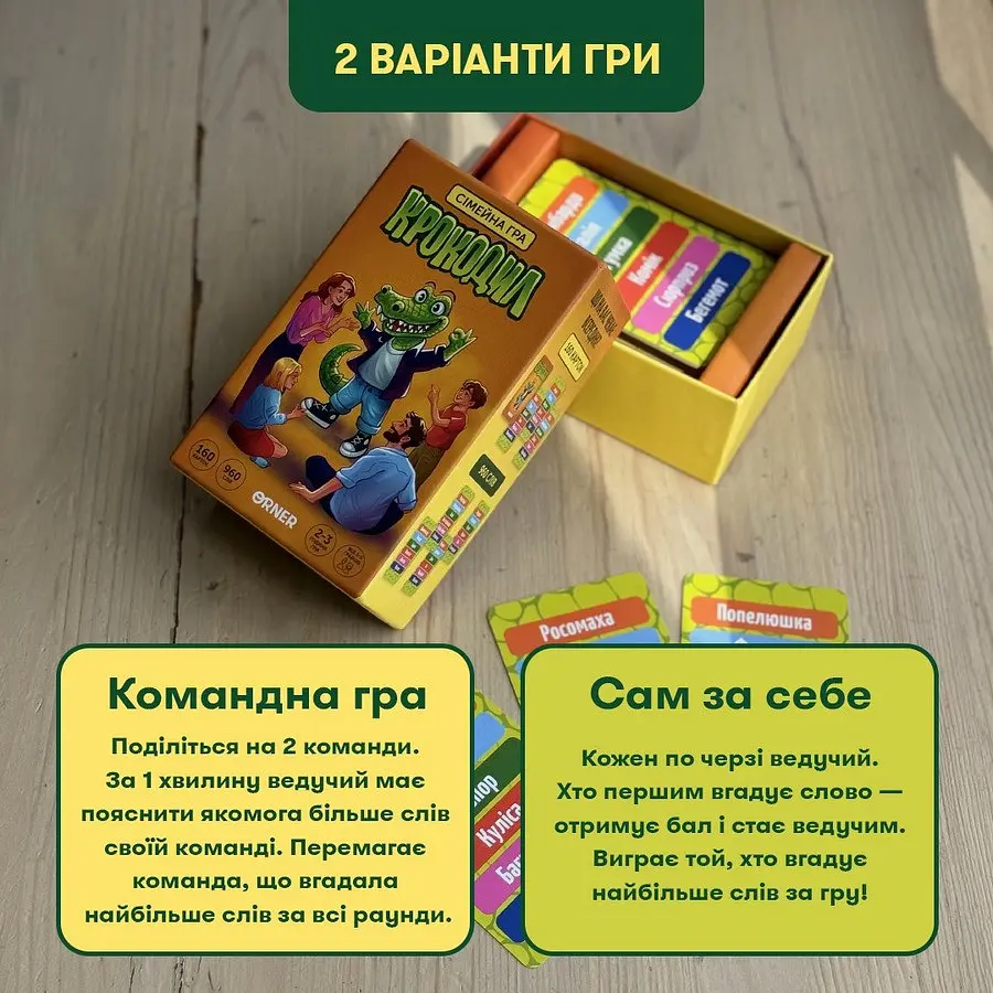 Карткова гра "Крокодил" orner-2678, 160 карток, інструкція - фото 4