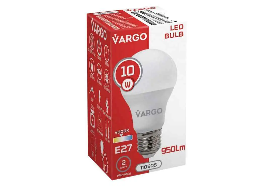 Лампа світлодіодна VARGO 10W E27 4000K A60 220V (V-110505) - фото 3