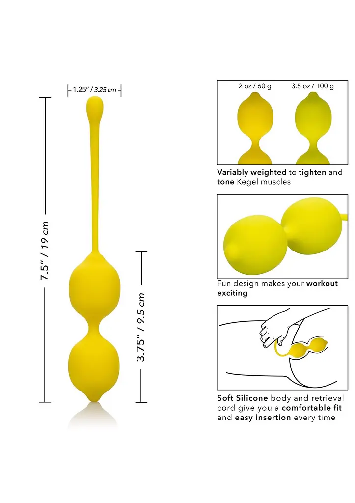 Вагинальные шарики CalExotics Kegel Training Set Lemon, 19 см, желтый - фото 5