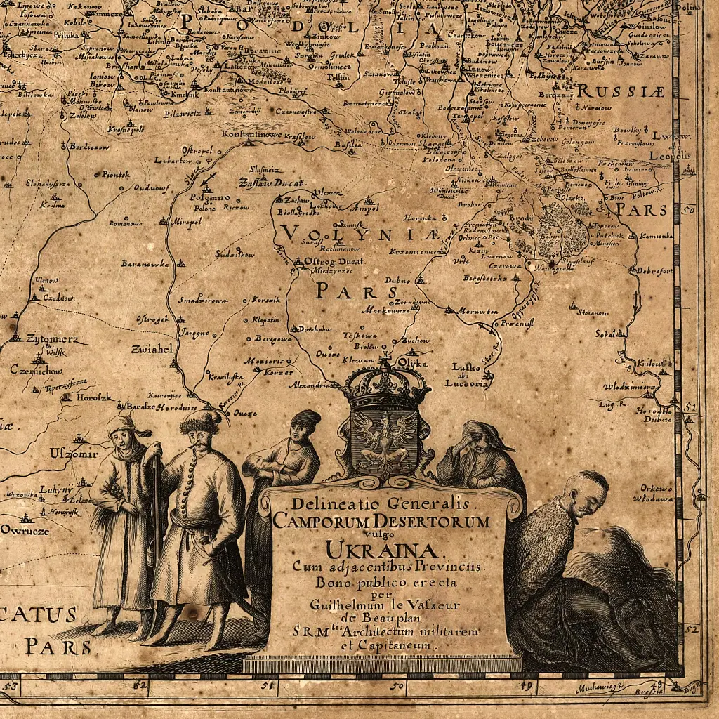 Інтер'єрна картина Загальна карта України 1648 року Гійома де Боплана, Beauplan Ukraine XVII map, істория, 83×106 см (id6040) - фото 6