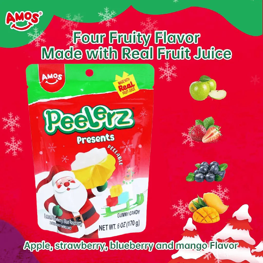 Желейні цукерки 4D Amos Peelerz Presents Christmas Gummy Sweets 170г - фото 6