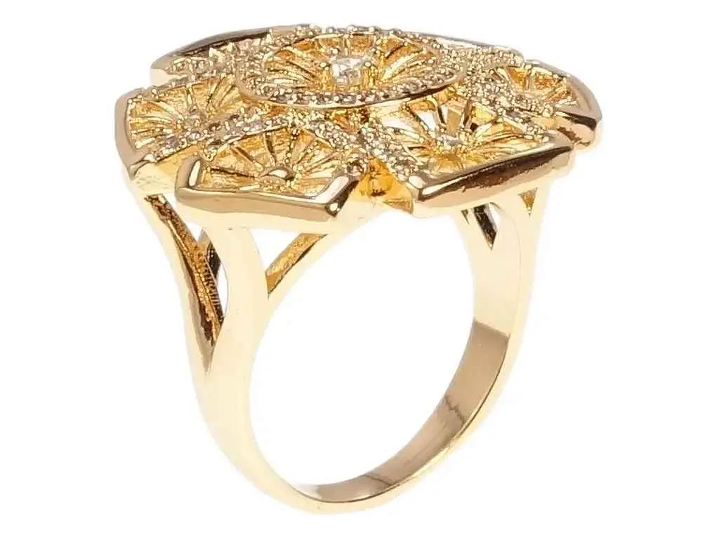 Каблучка XUPING Xuping Позолота 18K "Ажурна квітка з цирконієм" (089570) р.17.5 - фото 2