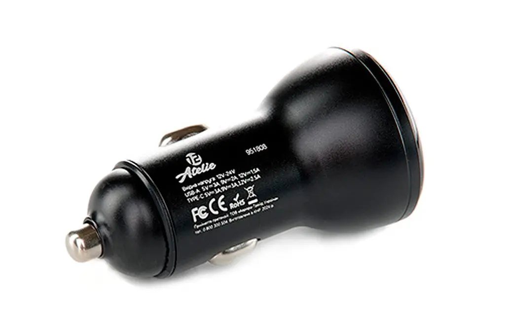 Автомобильное зарядное устройство 12 Atelie USB/Tipe-C x 5V x 3A черный - фото 2
