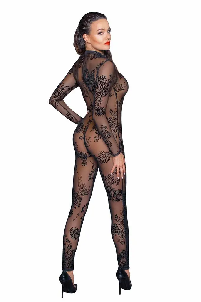 Сітчастий бодістокінг Noir Handmade F237 Long tulle overall, L - фото 2