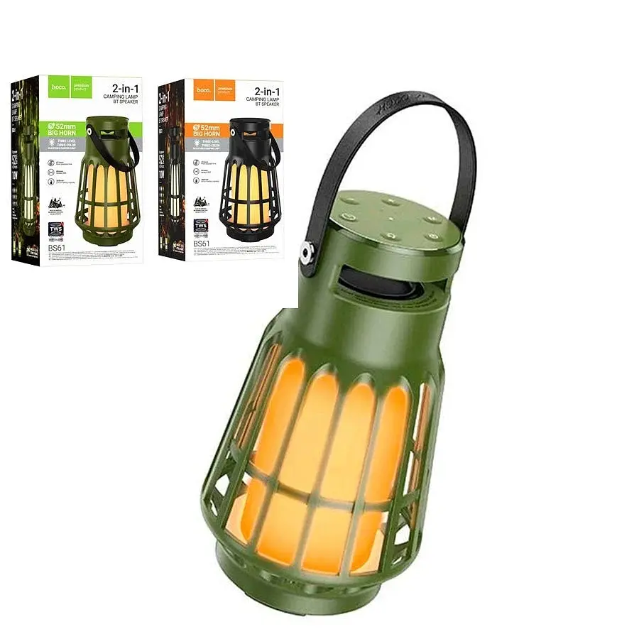 Портативная акустика-лампа Hoco BS61 2 в 1 Wild fun outdoor camping light беспроводная зеленая - фото 3