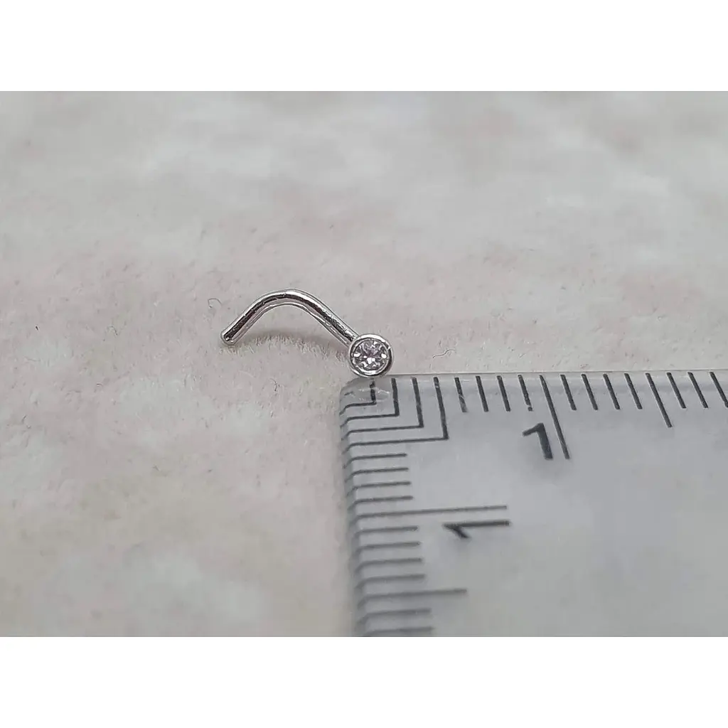 Золотая серьга-пирсинг Астор в нос с фианитом. 2182524Б - фото 6