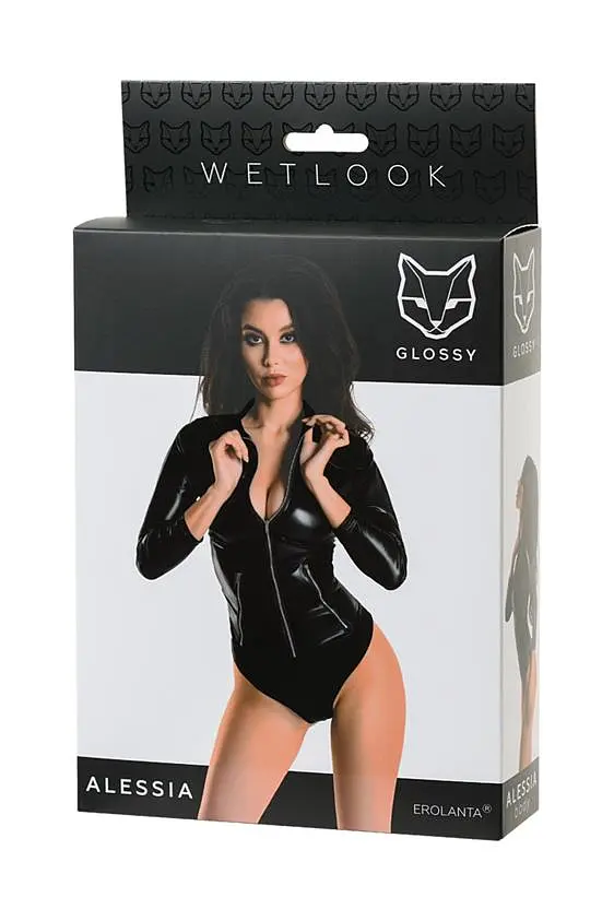 Боди Glossy Alessia Wetlook S черный - фото 6