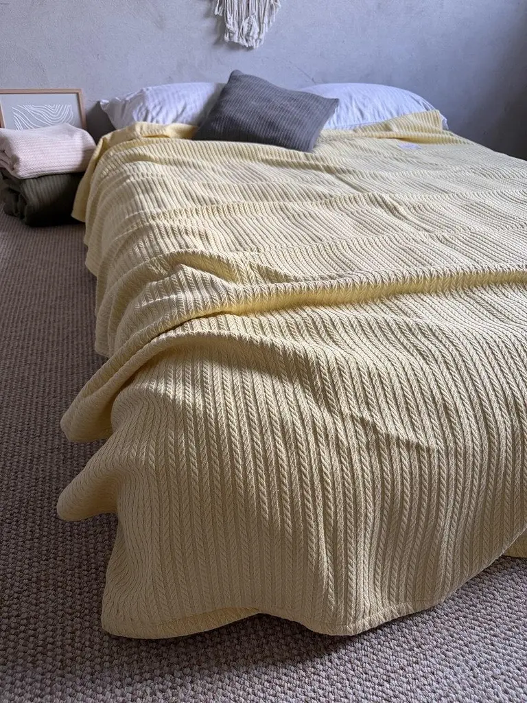 Покривало Zeintex Косичка бавовняне жовте 230х300 см - фото 5
