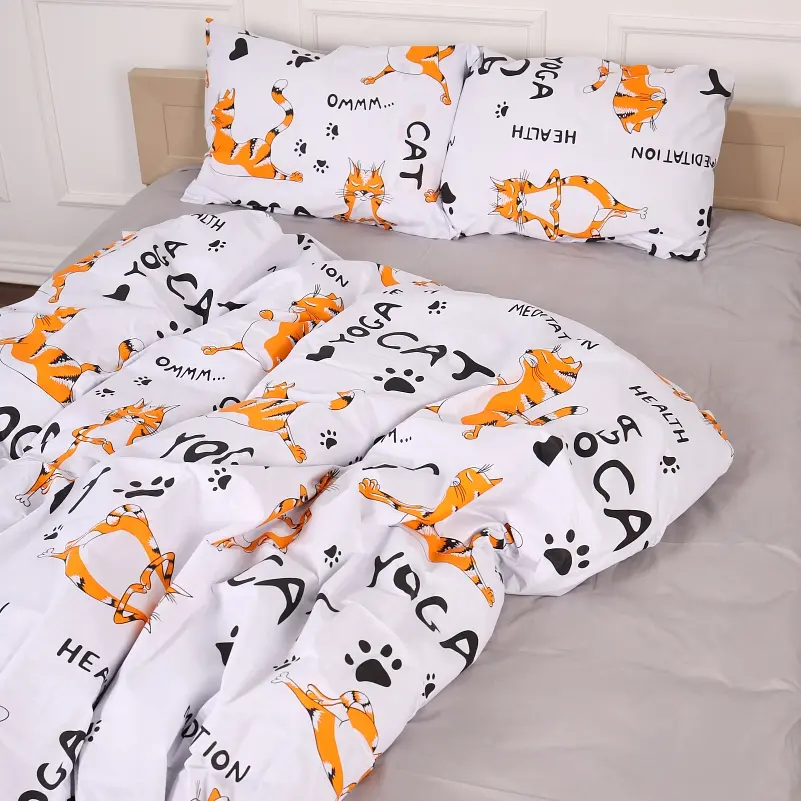 Простыня MirSon Бязь 17-0627 Yoga Cat Grey 220х150 см (2200008196820) - фото 4