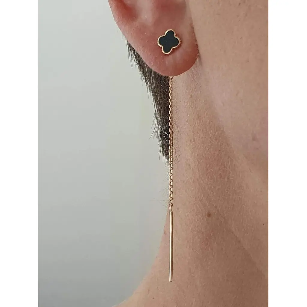 Золоті сережки-протягання Tango Конюшина з емаллю. 400292Е - фото 2