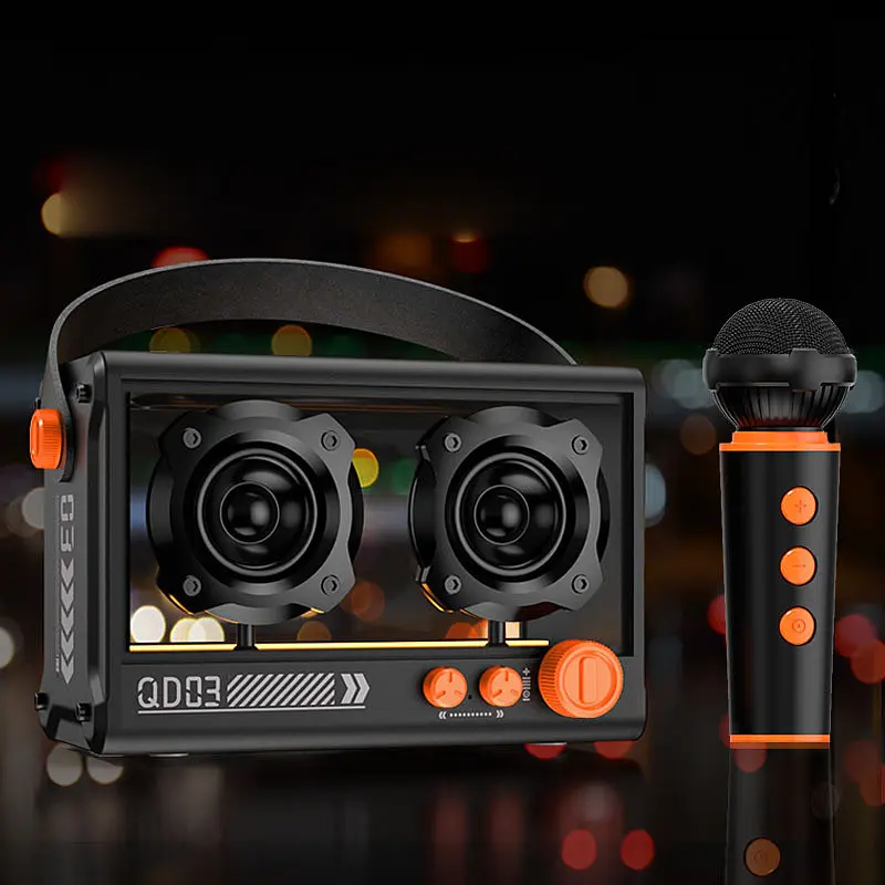 Bluetooth колонка QD03 Transparent з мікрофоном Black - фото 4