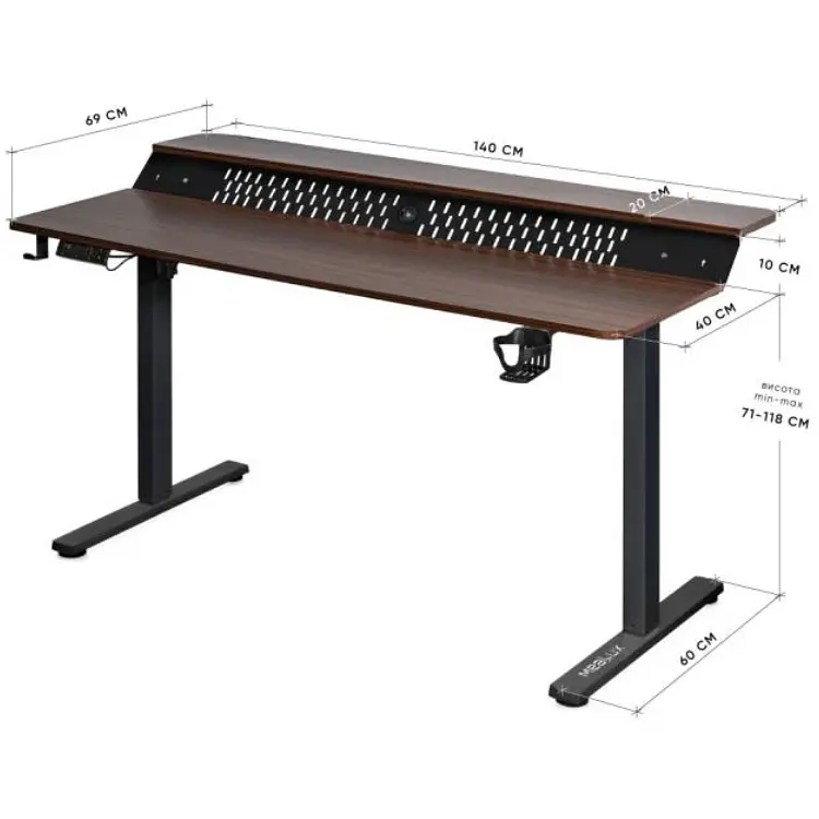 Стіл з електрорегулюванням висоти Mealux Powerdesk Extra XL Walnut (ЕVО-264 Walnut/B)  - фото 2