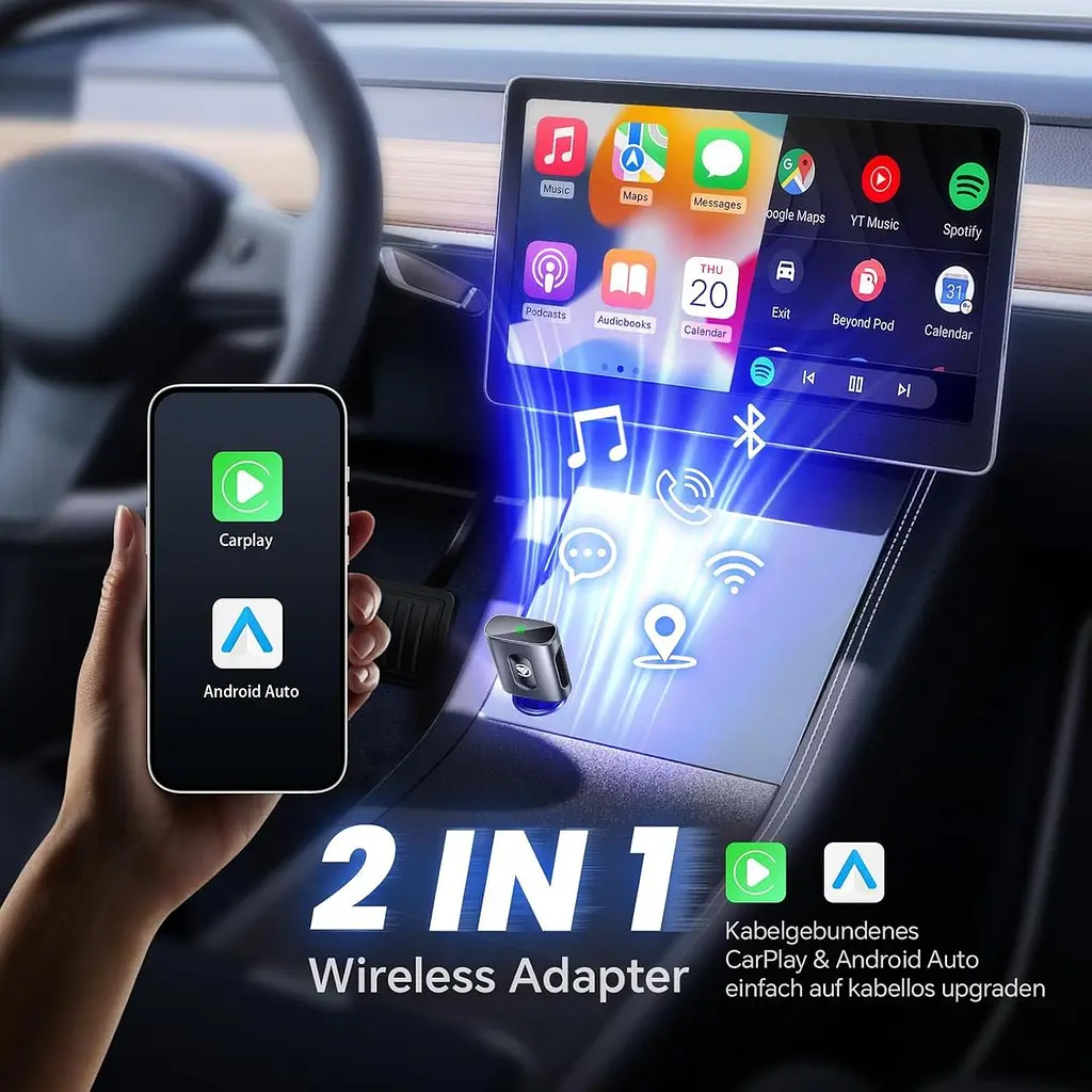 Автомобільний бездротовий адаптер 2в1 для Apple CarPlay та Android Auto - фото 6