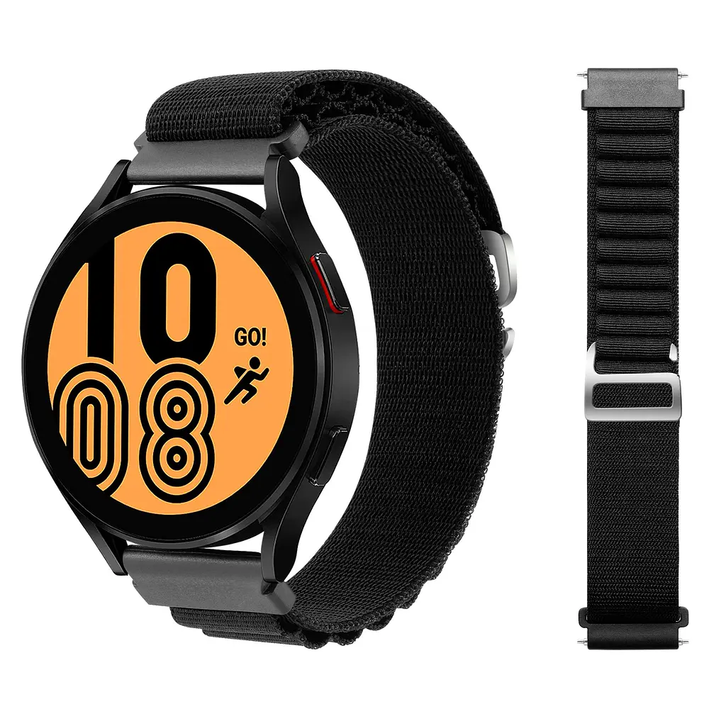 Ремінець для Samsung Galaxy Watch 4 Classic 42mm - чорний Watchbands NormalCloth ширина кріплення 20мм нейлоновий (W24-7WB12343000) - фото 4