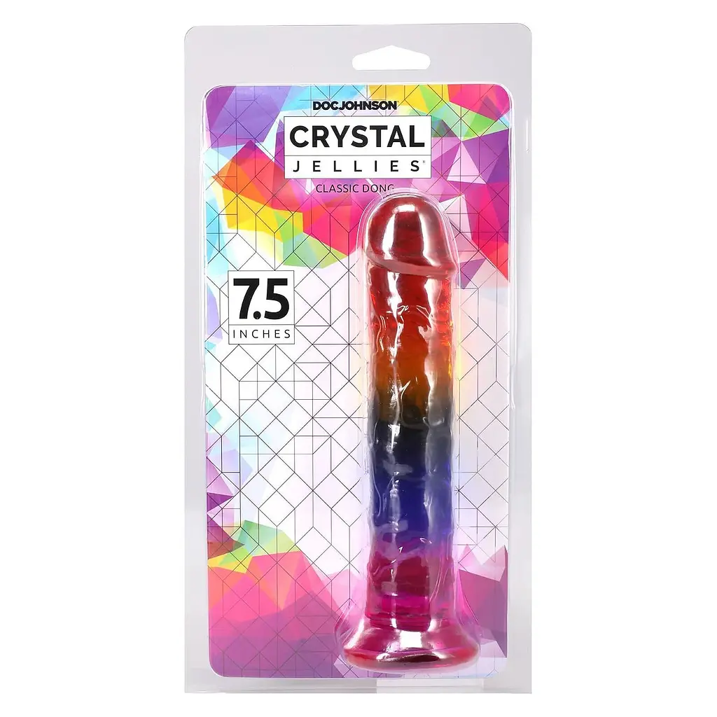 Ділдо Doc Johnson Crystal Jellies 7.5 Inch Dong Rainbow, 19.7 см - фото 5