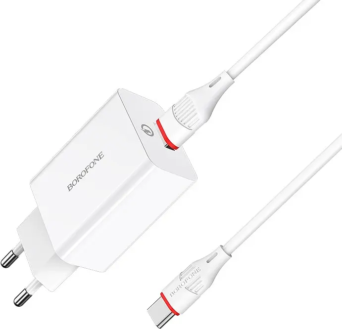 Зарядний пристрій Borofone BA21A Long jorney QC3.0 3A 18W з BX17 Type-C cable white - фото 3