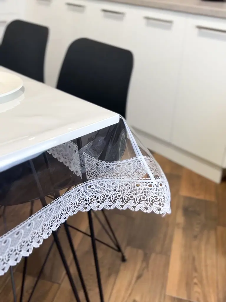 Силиконовая скатерть с белым кружевом 7 см 400х200 см - фото 7