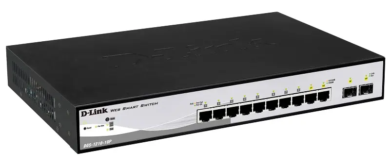 Комутатор DGS-1210-10P 8xGE PoE, 2xSFP, WebSmart D-Link teh0018097 - фото 2