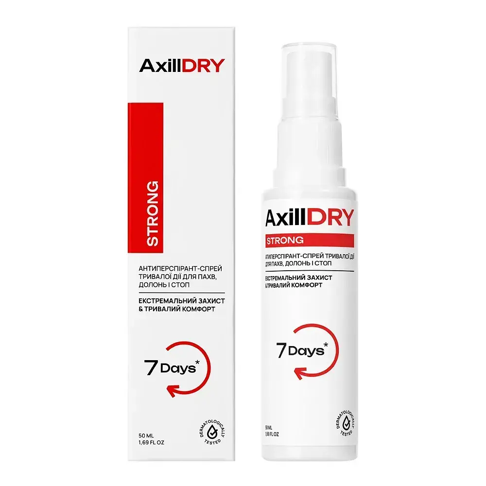 Антиперспірант-спрей тривалої дії для пахв, долонь і стоп AxillDRY Strong до 7 днів, 50 мл - фото 2
