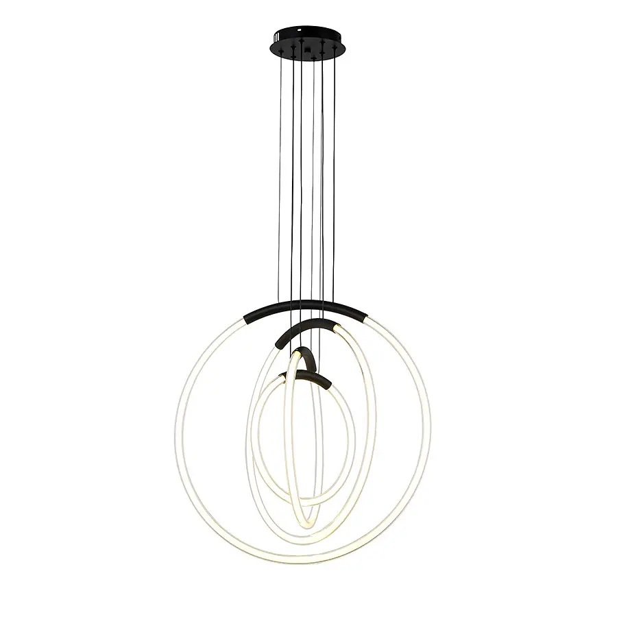 Люстра стельова LED Levistella 7812022 (300+400+500+600) BK, 46W, 3000K, чорний, сучасний стиль - фото 2