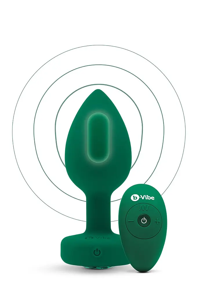 Анальная пробка B-Vibe Vibrating Jewel Plug M/L 10.5 см (зеленый) - фото 3