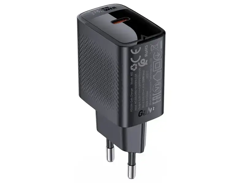 Блок живлення Acefast A82 20 W GaN Black (6974316283232)