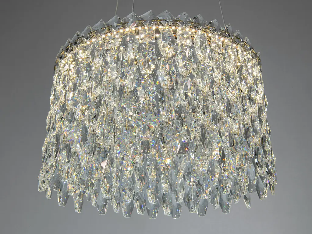 Підвісна кришталева LED люстра Diasha 582/400G золото 37 см 52 W 3 режими світла - фото 4