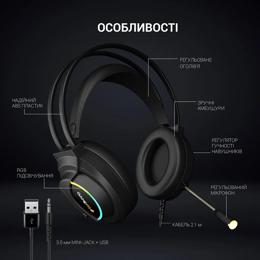 Навушники GamePro HS565 Nitro Black (HS565) - фото 5