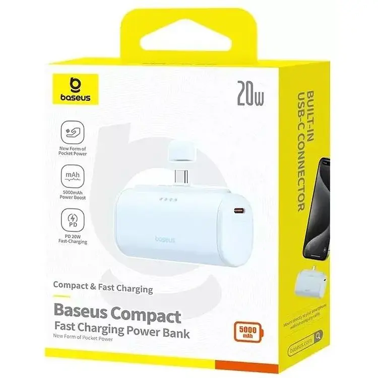 Портативна батарея Baseus Compact Fast Charging Power Bank Type-C Edition 5000 mAh 20W P10068306313-00 Blue - фото 3