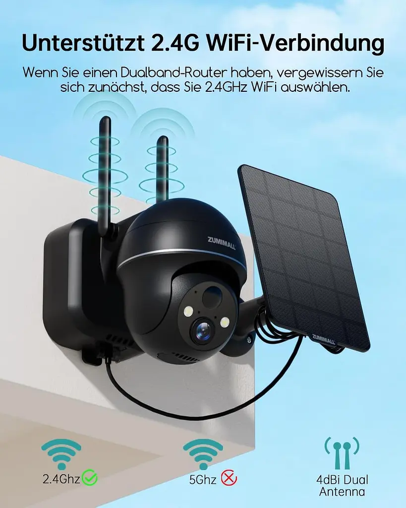 Комплект із 2 Wi-Fi камер ZUMIMALL 2K із сонячними панелями - фото 4