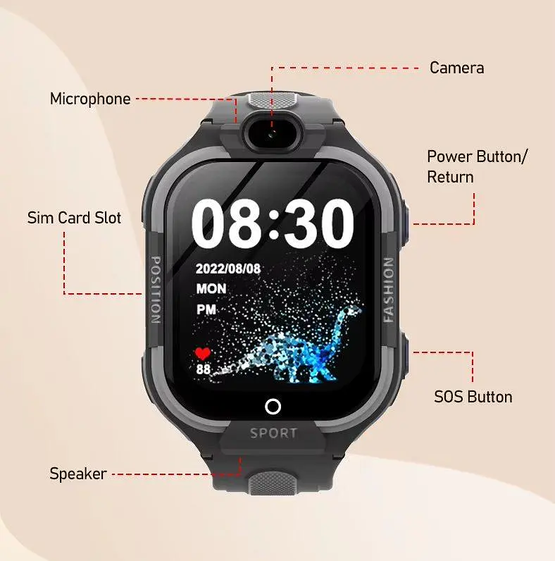 Дитячий смарт годинник Lemfo DF99 з AMOLED дисплеєм, до 5–7 днів роботи, GPS трекером, 4G SIM-картою та кнопкою SOS Синій - фото 11