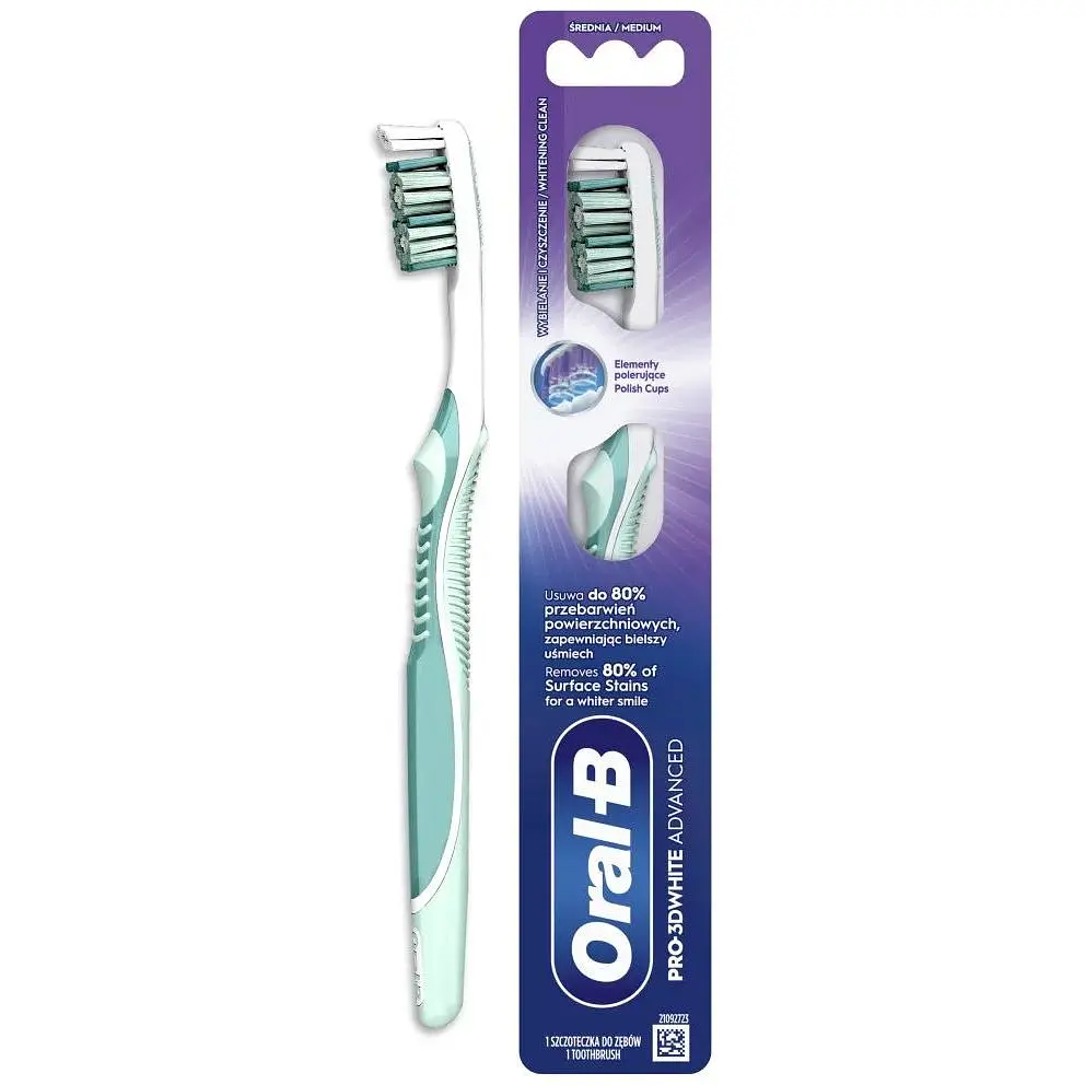 Зубна щітка Oral-B Pro 3D White Advanced Відбілювання Середньої жорсткості 1 шт. (8700216476324)