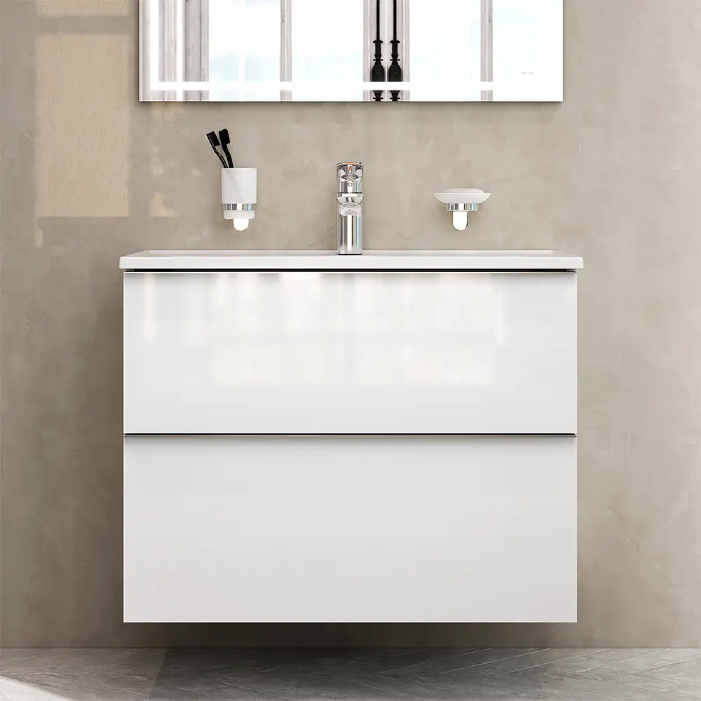 Тумба з умивальником Am.Pm X-Joy S підвісна 80 см 2 ящики білий MTA-FHX0802WG-WCC0802WG, Білий - фото 6