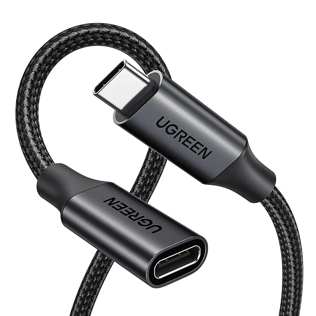 Кабель-подовжувач UGREEN US372 USB-C 3.2 10 Гбіт/с PD 100 Вт 1 м чорний (45191)