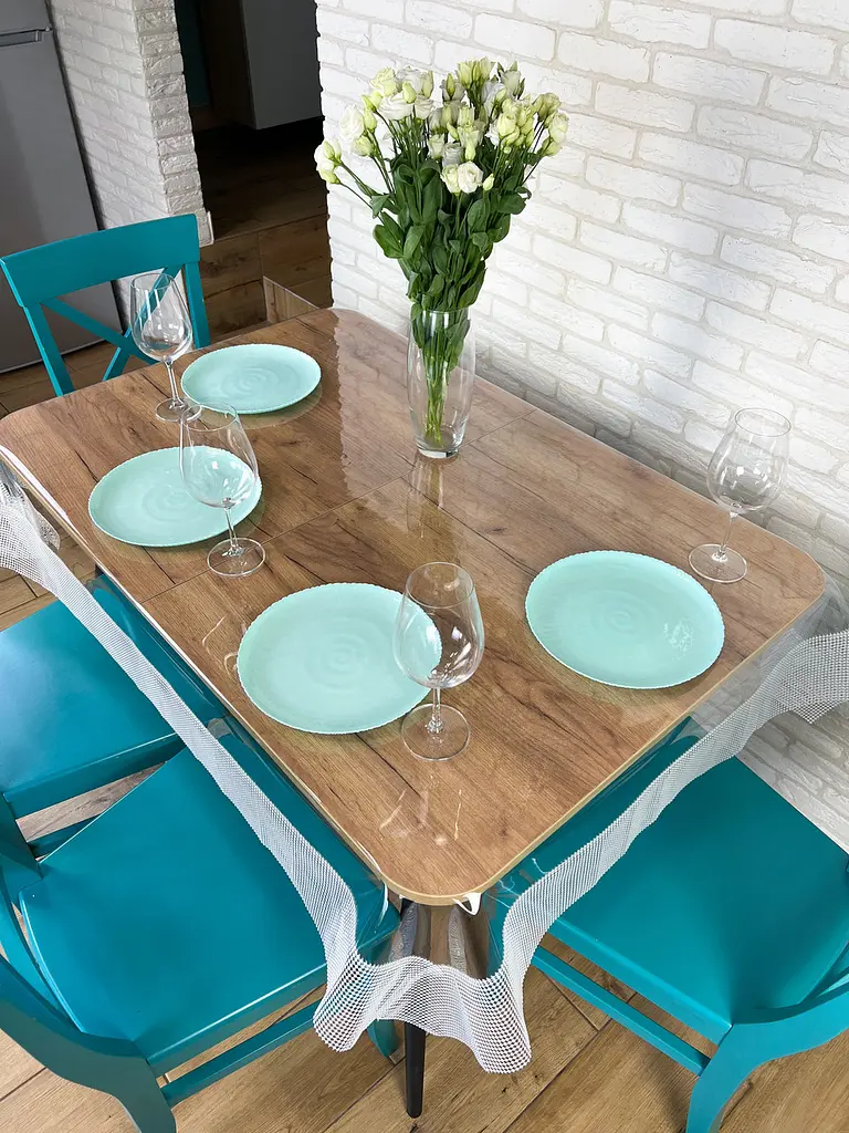 Скатертина силіконова з білою перлинною стрічкою 370х160 см - фото 8