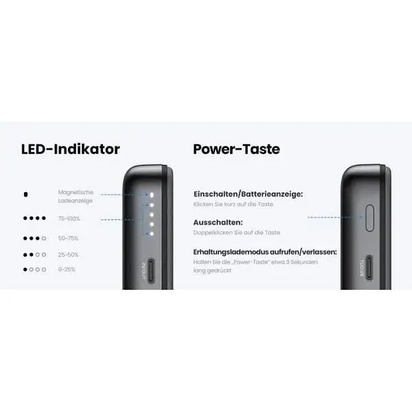 Зовнішній акумулятор Ugreen PB561 Foldable Kickstand Magnetic Battery 10000mAh для iPhone 15 Pro 14 сірий - фото 9