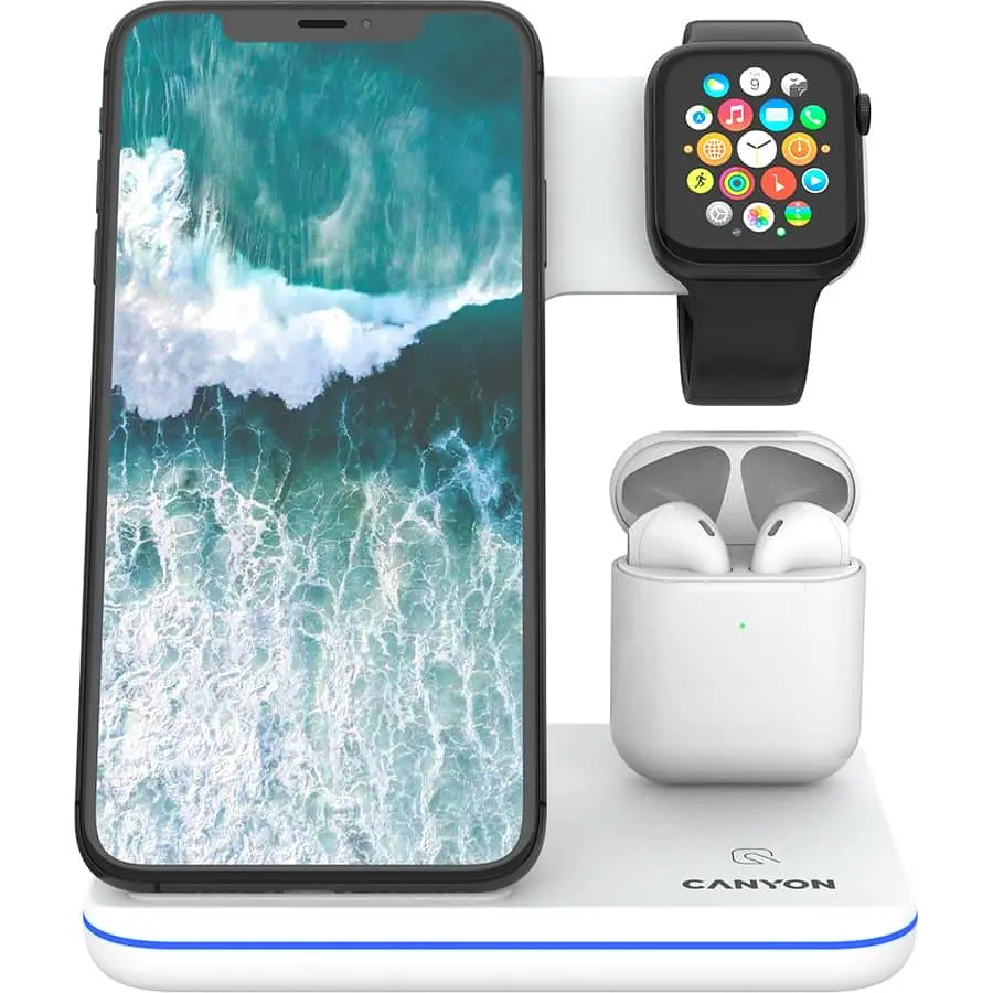 Зарядний пристрій Canyon WS-302 3 в 1 QI White (CNS-WCS302W) - фото 3