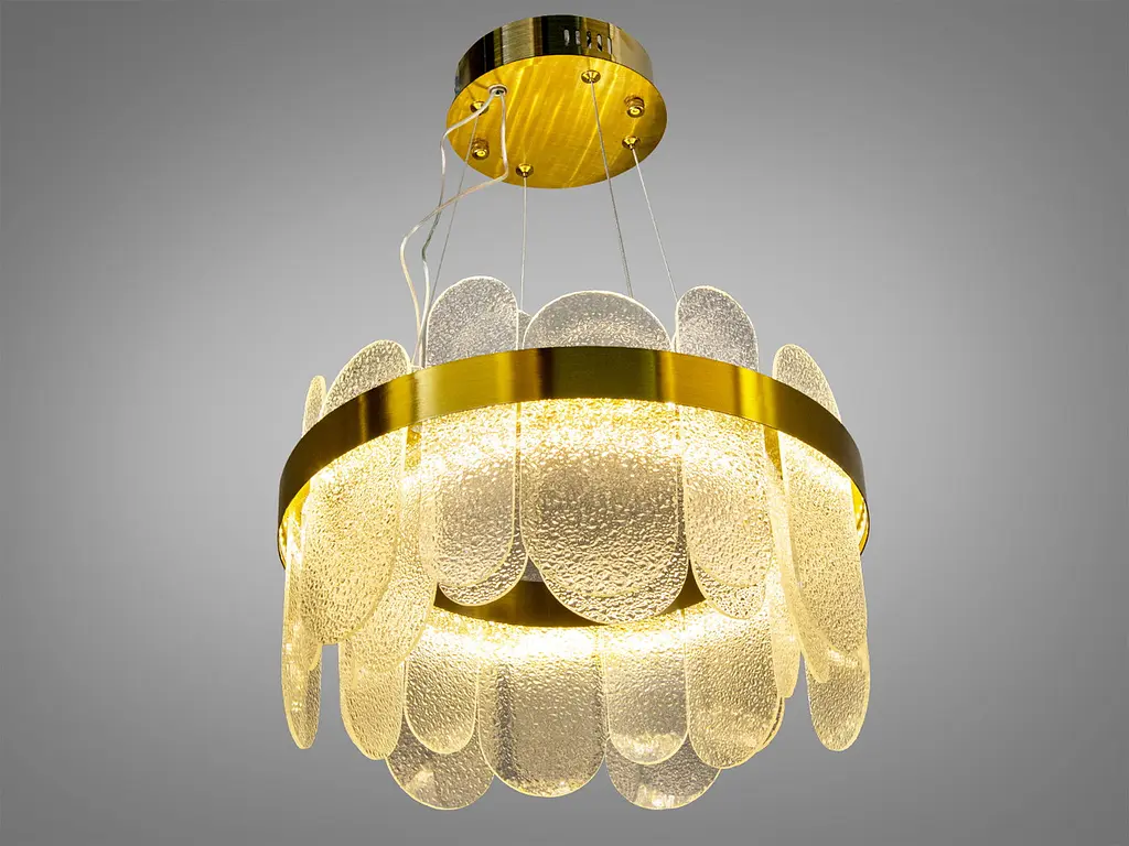 Підвісна люстра Diasha 803/400SGD кругла LED-модель із золотим ободом, потужність 77 Вт, діаметр 38 см - фото 2
