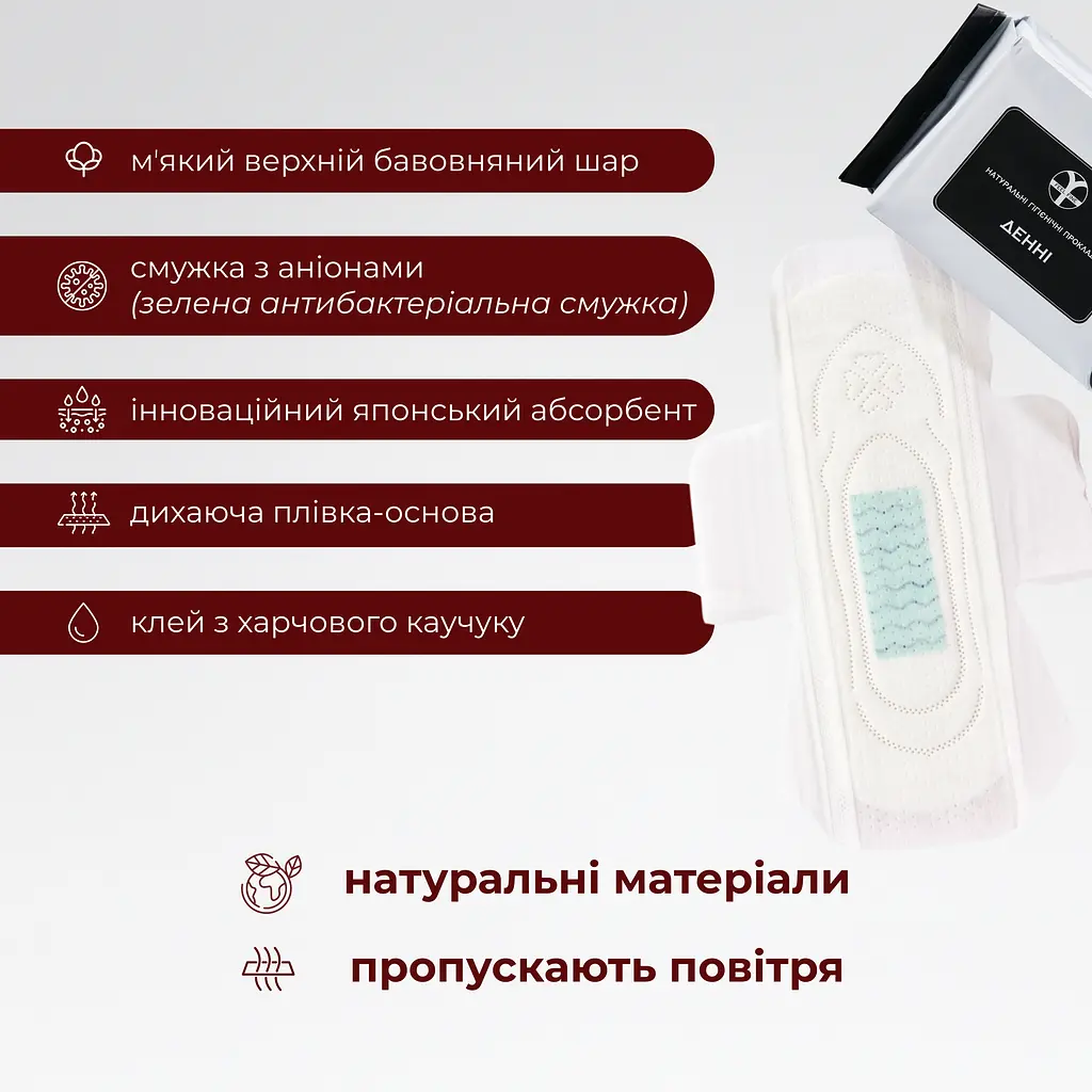 Денні жіночі натуральні гігієнічні прокладки FEEL FINE (для місячних) - фото 3