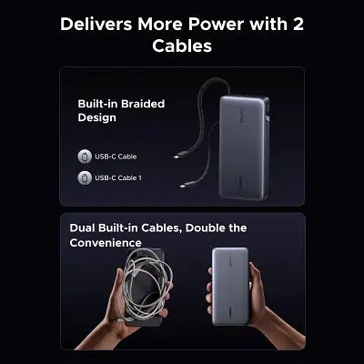 Батарея універсальна Ugreen 25000mAh 165W DualCable (PB552 55995B) (PB552 55995B) - фото 7