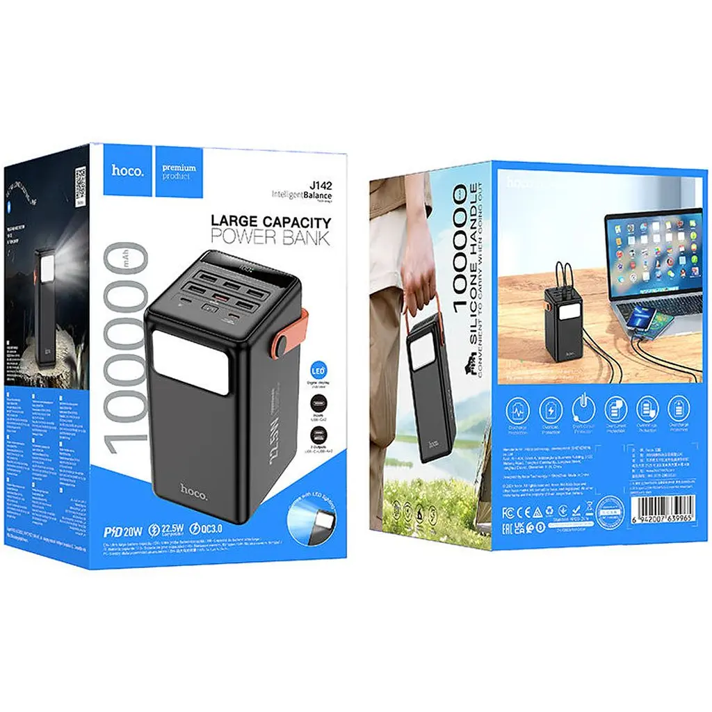 Зовнішній акумулятор Hoco Surpass J142 100000mAh 22.5W Black [131318] - фото 4
