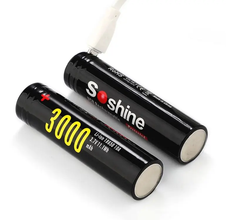 Акумулятор 18650 Li-Ion Soshine USB-3.7-3000 microUSB 5A 3000 мА·год - фото 2
