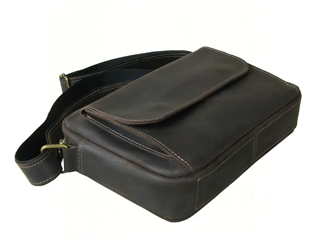 Чоловіча шкіряна сумка крос боді GS 19 x 25 x 5 см коричнева (БГ 001 кор) 250 - фото 7